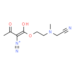 ChemSpider 2D Image | (1Z)-1-{2-[(Cyanomethyl)(methyl)amino]ethoxy}-1-hydroxy-3-oxo-1-butene-2-diazonium | C9H13N4O3