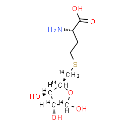 ChemSpider 2D Image | (2S)-2-Amino-4-({[(2S,3S,4R)-3,4,5-trihydroxy(~14~C_4_)tetrahydro-2-furanyl](~14~C)methyl}sulfanyl)butanoic acid | C414C5H17NO6S