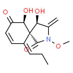 ChemSpider 2D Image | (4R,5S,6S,10Z)-4,6-Dihydroxy-2-methoxy-3-methylene-10-propylidene-2-azaspiro[4.5]dec-8-ene-1,7-dione | C14H17NO5