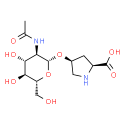 ChemSpider 2D Image | (4S)-4-[(2-Acetamido-2-deoxy-beta-D-glucopyranosyl)oxy]-L-proline | C13H22N2O8