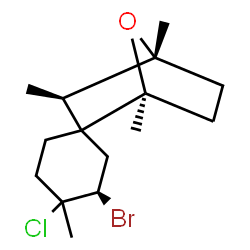 ChemSpider 2D Image | (1S,3R,3'R,4R)-3'-Bromo-4'-chloro-1,3,4,4'-tetramethyl-7-oxaspiro[bicyclo[2.2.1]heptane-2,1'-cyclohexane] | C15H24BrClO