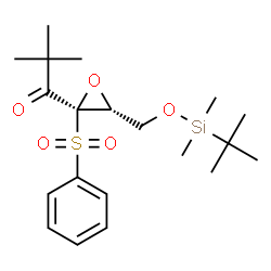 ChemSpider 2D Image | 1-[(2S,3R)-3-({[Dimethyl(2-methyl-2-propanyl)silyl]oxy}methyl)-2-(phenylsulfonyl)-2-oxiranyl]-2,2-dimethyl-1-propanone | C20H32O5SSi