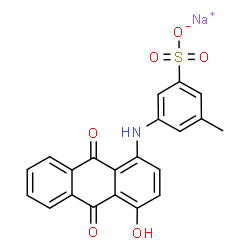 ChemSpider 2D Image | Sodium 3-[(4-hydroxy-9,10-dioxo-9,10-dihydro-1-anthracenyl)amino]-5-methylbenzenesulfonate | C21H14NNaO6S