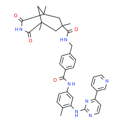 ChemSpider 2D Image | 1,5,7-Trimethyl-N-{4-[(4-methyl-3-{[4-(3-pyridinyl)-2-pyrimidinyl]amino}phenyl)carbamoyl]benzyl}-2,4-dioxo-3-azabicyclo[3.3.1]nonane-7-carboxamide | C36H37N7O4