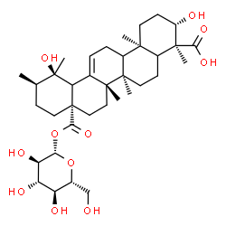 ChemSpider 2D Image | 1-O-[(3beta,5xi,9xi,18xi)-3,19,24-Trihydroxy-24,28-dioxours-12-en-28-yl]-beta-D-glucopyranose | C36H56O11