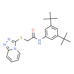 ChemSpider 2D Image | N-[3,5-Bis(2-methyl-2-propanyl)phenyl]-2-([1,2,4]triazolo[4,3-a]pyridin-3-ylsulfanyl)acetamide | C22H28N4OS