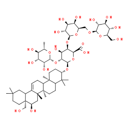 ChemSpider 2D Image | (2S,3R,4S,5R,6R)-6-[[(3S,6aR,6bS,8R,8aS,14bR)-8-hydroxy-8a-(hydroxymethyl)-4,4,6a,6b,11,11,14b-heptamethyl-1,2,3,4a,5,6,7,8,9,10,12,12a,14,14a-tetradecahydropicen-3-yl]oxy]-4-hydroxy-5-[(2R,3R,4R,5R,6S)-3,4,5-trihydroxy-6-methyl-tetrahydropyran-2-yl]oxy-3-[(2S,3R,4S,5R,6R)-3,4,5-trihydroxy-6-[[(2R,3R,4S,5S,6R)-3,4,5-trihydroxy-6-(hydroxymethyl)tetrahydropyran-2-yl]oxymethyl]tetrahydropyran-2-yl]oxy-tetrahydropyran-2-carboxylic acid | C54H88O23