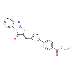 ChemSpider 2D Image | Ethyl 4-{5-[(3-oxo[1,3]thiazolo[3,2-a]benzimidazol-2(3H)-ylidene)methyl]-2-furyl}benzoate | C23H16N2O4S