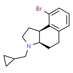 ChemSpider 2D Image | (3aR,9bS)-9-Bromo-3-(cyclopropylmethyl)-2,3,3a,4,5,9b-hexahydro-1H-benzo[e]indole | C16H20BrN