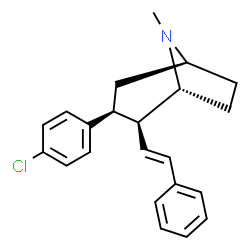 ChemSpider 2D Image | (1R,2S,3S,5S)-3-(4-Chlorophenyl)-8-methyl-2-[(E)-2-phenylvinyl]-8-azabicyclo[3.2.1]octane | C22H24ClN