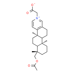 ChemSpider 2D Image | [(4bR,7S,10aR)-7-(Acetoxymethyl)-4b,7,10a-trimethyl-4b,5,6,6a,7,8,9,10,10a,10b,11,12-dodecahydronaphtho[2,1-f]isoquinolinium-2-yl]acetate | C25H35NO4