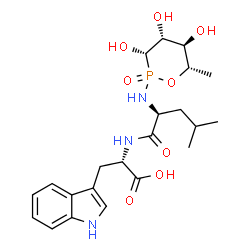 ChemSpider 2D Image | N-[(3S,4R,5R,6S)-3,4,5-Trihydroxy-6-methyl-2-oxido-1,2-oxaphosphinan-2-yl]-L-leucyl-L-tryptophan | C22H32N3O8P