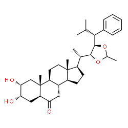 ChemSpider 2D Image | (2alpha,3alpha,5alpha,17beta)-2,3-Dihydroxy-17-[(1S)-1-{(4R,5R)-2-methyl-5-[(1R)-2-methyl-1-phenylpropyl]-1,3-dioxolan-4-yl}ethyl]androstan-6-one | C35H52O5