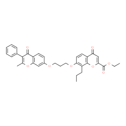 ChemSpider 2D Image | Ethyl 7-{3-[(2-methyl-4-oxo-3-phenyl-4H-chromen-7-yl)oxy]propoxy}-4-oxo-8-propyl-4H-chromene-2-carboxylate | C34H32O8