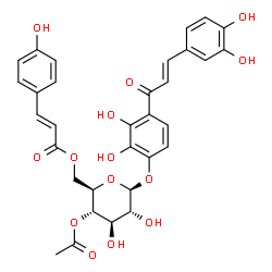 ChemSpider 2D Image | 4-[(2E)-3-(3,4-Dihydroxyphenyl)-2-propenoyl]-2,3-dihydroxyphenyl 4-O-acetyl-6-O-[(2E)-3-(4-hydroxyphenyl)-2-propenoyl]-beta-D-glucopyranoside | C32H30O14