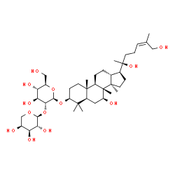 ChemSpider 2D Image | (3beta,7beta,24Z)-7,20,26-Trihydroxydammar-24-en-3-yl 2-O-alpha-L-arabinopyranosyl-beta-D-glucopyranoside | C41H70O13