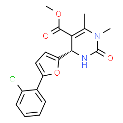 ChemSpider 2D Image | Methyl (4S)-4-[5-(2-chlorophenyl)-2-furyl]-1,6-dimethyl-2-oxo-1,2,3,4-tetrahydro-5-pyrimidinecarboxylate | C18H17ClN2O4