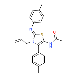 ChemSpider 2D Image | N-{(2Z)-3-Allyl-4-(4-methylphenyl)-2-[(4-methylphenyl)imino]-2,3-dihydro-1,3-thiazol-5-yl}acetamide | C22H23N3OS