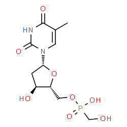 ChemSpider 2D Image | 5'-O-[Hydroxy(hydroxymethyl)phosphoryl]thymidine | C11H17N2O8P
