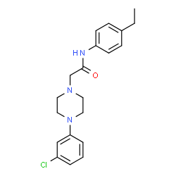 ChemSpider 2D Image | 2-[4-(3-Chlorophenyl)-1-piperazinyl]-N-(4-ethylphenyl)acetamide | C20H24ClN3O