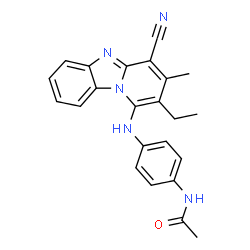 ChemSpider 2D Image | N-{4-[(4-Cyano-2-ethyl-3-methylpyrido[1,2-a]benzimidazol-1-yl)amino]phenyl}acetamide | C23H21N5O