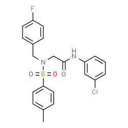 ChemSpider 2D Image | N-(3-Chlorophenyl)-N~2~-(4-fluorobenzyl)-N~2~-[(4-methylphenyl)sulfonyl]glycinamide | C22H20ClFN2O3S