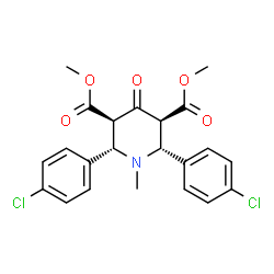 ChemSpider 2D Image | Dimethyl (2R,3S,5R,6S)-2,6-bis(4-chlorophenyl)-1-methyl-4-oxo-3,5-piperidinedicarboxylate | C22H21Cl2NO5