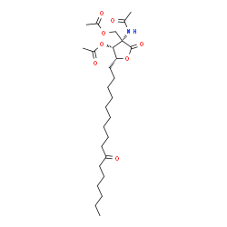 ChemSpider 2D Image | (2R,3R,4S)-4-Acetamido-4-(acetoxymethyl)-5-oxo-2-(10-oxohexadecyl)tetrahydro-3-furanyl acetate | C27H45NO8