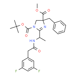 ChemSpider 2D Image | 4-Methyl 1-(2-methyl-2-propanyl) 4-benzyl-2-(1-{[(3,5-difluorophenyl)acetyl]amino}ethyl)-4,5-dihydro-1H-imidazole-1,4-dicarboxylate | C27H31F2N3O5