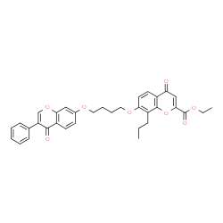 ChemSpider 2D Image | Ethyl 4-oxo-7-{4-[(4-oxo-3-phenyl-4H-chromen-7-yl)oxy]butoxy}-8-propyl-4H-chromene-2-carboxylate | C34H32O8