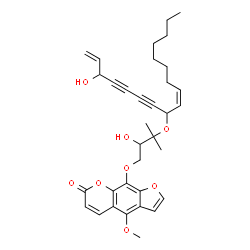ChemSpider 2D Image | 9-(2-Hydroxy-3-{[(9Z)-3-hydroxy-1,9-heptadecadiene-4,6-diyn-8-yl]oxy}-3-methylbutoxy)-4-methoxy-7H-furo[3,2-g]chromen-7-one | C34H40O8