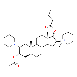 ChemSpider 2D Image | (3alpha,5alpha,8xi,9xi,14xi,16beta,17alpha)-3-Acetoxy-17-(butyryloxy)-16-(1-methyl-1-piperidiniumyl)-2-(1-piperidinyl)androstane | C36H61N2O4