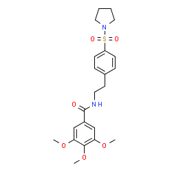 ChemSpider 2D Image | 3,4,5-Trimethoxy-N-{2-[4-(1-pyrrolidinylsulfonyl)phenyl]ethyl}benzamide | C22H28N2O6S