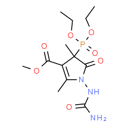 ChemSpider 2D Image | Methyl 1-(carbamoylamino)-4-(diethoxyphosphoryl)-2,4-dimethyl-5-oxo-4,5-dihydro-1H-pyrrole-3-carboxylate | C13H22N3O7P