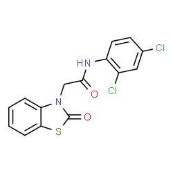 ChemSpider 2D Image | N-(2,4-Dichlorophenyl)-2-(2-oxo-1,3-benzothiazol-3(2H)-yl)acetamide | C15H10Cl2N2O2S