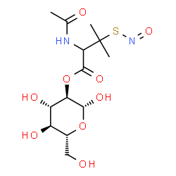 ChemSpider 2D Image | 2-O-[N-Acetyl-3-(nitrososulfanyl)valyl]-beta-D-glucopyranose | C13H22N2O9S