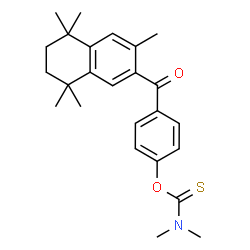 ChemSpider 2D Image | O-{4-[(3,5,5,8,8-Pentamethyl-5,6,7,8-tetrahydro-2-naphthalenyl)carbonyl]phenyl} dimethylcarbamothioate | C25H31NO2S