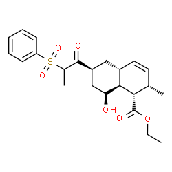 ChemSpider 2D Image | Ethyl (1S,2S,4aR,6S,8S,8aS)-8-hydroxy-2-methyl-6-[2-(phenylsulfonyl)propanoyl]-1,2,4a,5,6,7,8,8a-octahydro-1-naphthalenecarboxylate | C23H30O6S