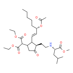 ChemSpider 2D Image | Diethyl [(3R)-2-[(1E,3S)-3-acetoxy-1-octen-1-yl]-3-(2-{[(2S)-1-methoxy-4-methyl-1-oxo-2-pentanyl]amino}ethyl)-4-oxocyclopentyl]malonate | C31H51NO9