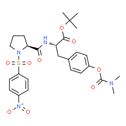 ChemSpider 2D Image | 2-Methyl-2-propanyl 1-[(4-nitrophenyl)sulfonyl]-L-prolyl-O-(dimethylcarbamoyl)-L-tyrosinate | C27H34N4O9S