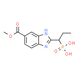 ChemSpider 2D Image | {1-[6-(Methoxycarbonyl)-1H-benzimidazol-2-yl]propyl}phosphonic acid | C12H15N2O5P