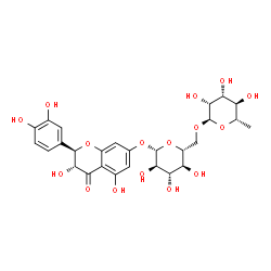 ChemSpider 2D Image | (2R,3R)-2-(3,4-Dihydroxyphenyl)-3,5-dihydroxy-4-oxo-3,4-dihydro-2H-chromen-7-yl 6-O-(6-deoxy-alpha-L-mannopyranosyl)-beta-D-glucopyranoside | C27H32O16