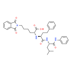 ChemSpider 2D Image | N-[(2S)-1-{[(2S)-1-Anilino-4-methyl-1-oxo-2-pentanyl]amino}-1-oxo-4-phenyl-2-butanyl]-6-(1,3-dioxo-1,3-dihydro-2H-isoindol-2-yl)-D-norleucine | C36H42N4O6