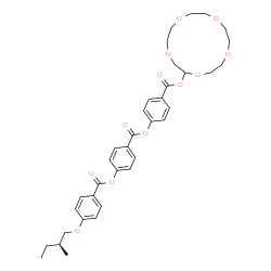 ChemSpider 2D Image | 4-({4-[(1,4,7,10,13-Pentaoxacyclopentadecan-2-yloxy)carbonyl]phenoxy}carbonyl)phenyl 4-[(2S)-2-methylbutoxy]benzoate | C36H42O12