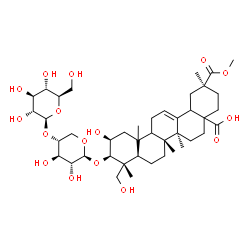 ChemSpider 2D Image | (2beta,3beta,9xi,10xi,17xi,18xi)-3-{[4-O-(beta-D-Glucopyranosyl)-beta-D-xylopyranosyl]oxy}-2,23-dihydroxy-30-methoxy-30-oxoolean-12-en-28-oic acid | C42H66O16