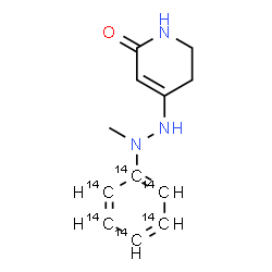 ChemSpider 2D Image | 4-[2-Methyl-2-(~14~C_6_)phenylhydrazino]-5,6-dihydro-2(1H)-pyridinone | C614C6H15N3O