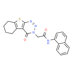 ChemSpider 2D Image | N-(1-Naphthyl)-2-(4-oxo-5,6,7,8-tetrahydro[1]benzothieno[2,3-d][1,2,3]triazin-3(4H)-yl)acetamide | C21H18N4O2S