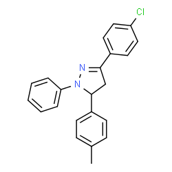 ChemSpider 2D Image | 3-(4-Chlorophenyl)-5-(4-methylphenyl)-1-phenyl-4,5-dihydro-1H-pyrazole | C22H19ClN2