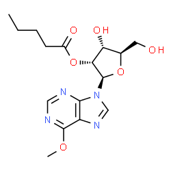 ChemSpider 2D Image | 6-Methoxy-9-(2-O-pentanoyl-beta-D-ribofuranosyl)-9H-purine | C16H22N4O6