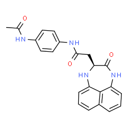 ChemSpider 2D Image | N-(4-Acetamidophenyl)-2-[(2S)-3-oxo-1,2,3,4-tetrahydronaphtho[1,8-ef][1,4]diazepin-2-yl]acetamide | C22H20N4O3